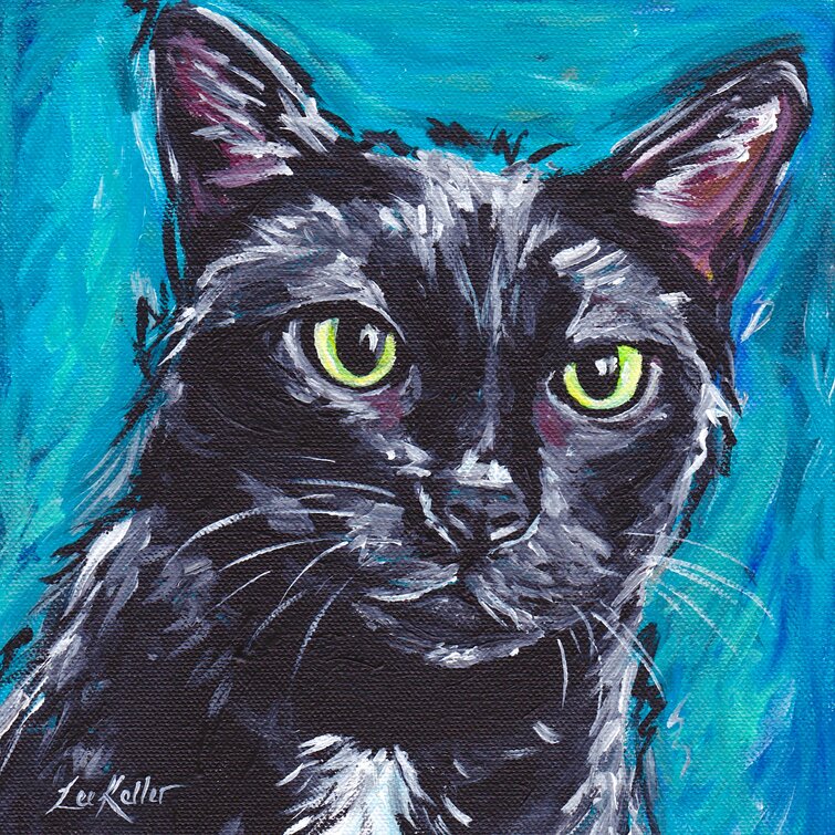 Black Cat Illusion Acrylic Painting Print on Wrapped Canvas